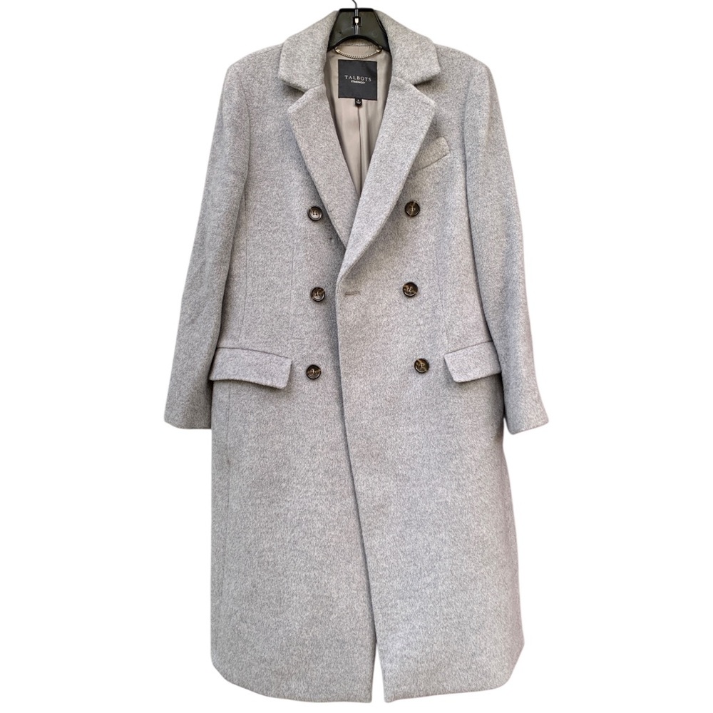Talbots gray double breasted wool & cashmere coat